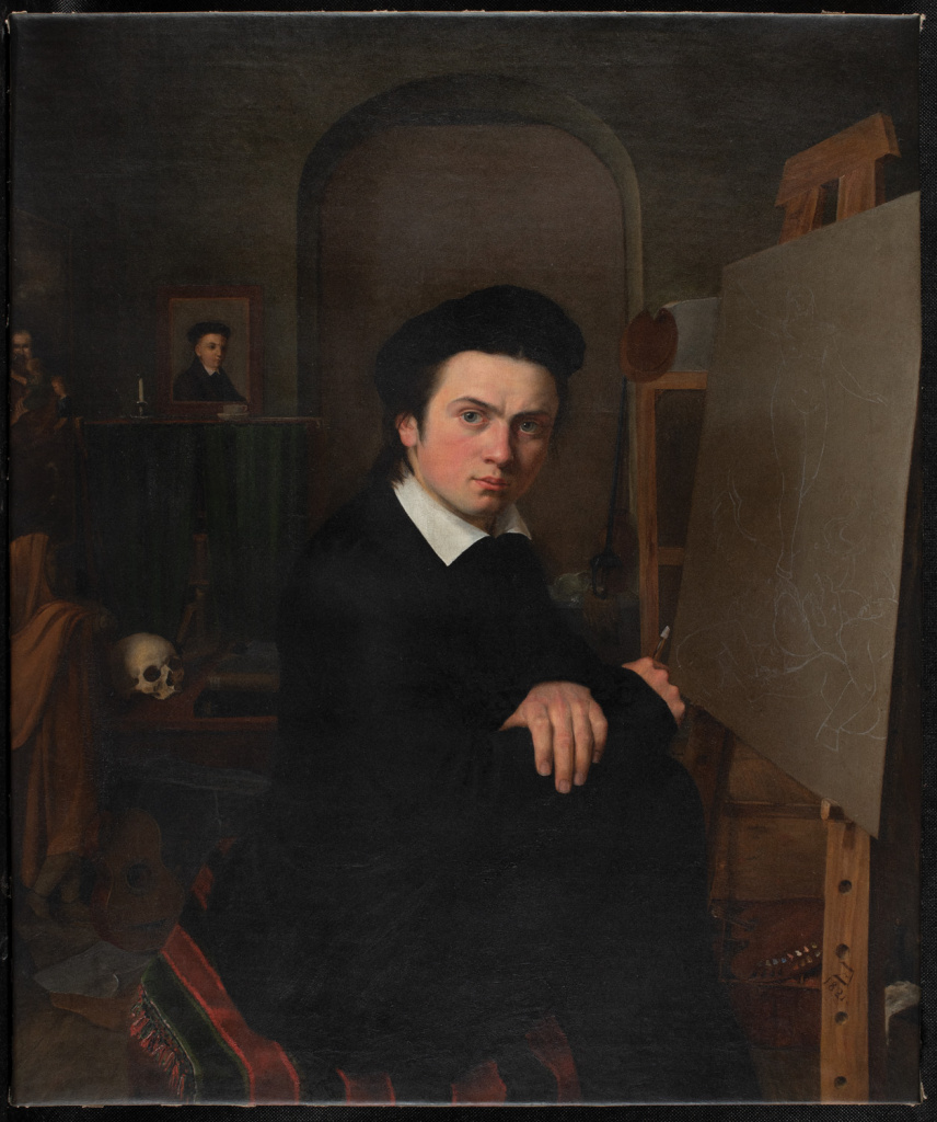 Autoportret, A.G. Zimmermann, 1821, lico i odwrocie obrazu w świetle rozproszonym (VIS). Stan po konserwacji