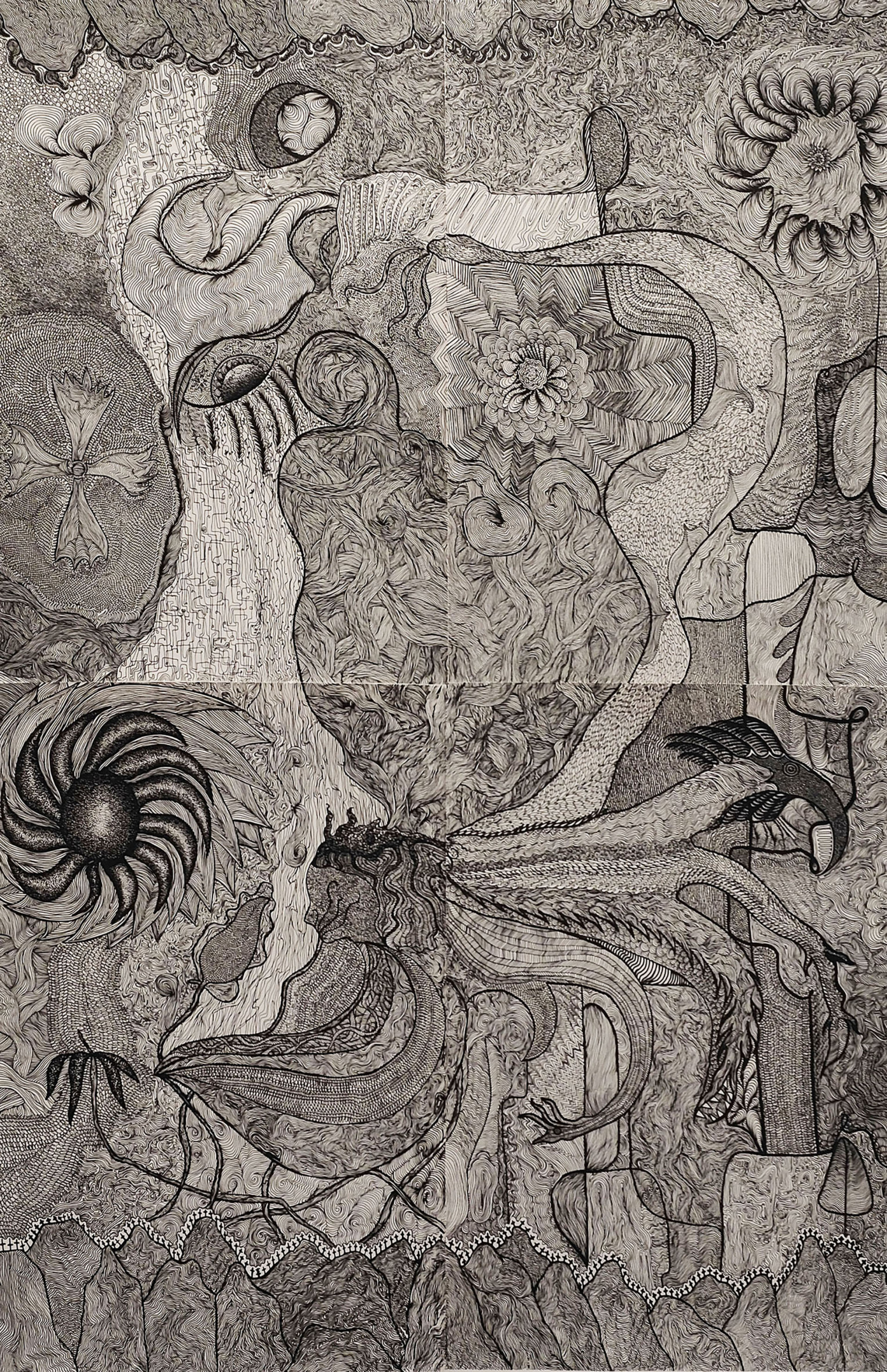 Łemkowszczyzna, sitodruk, 200 × 140 cm