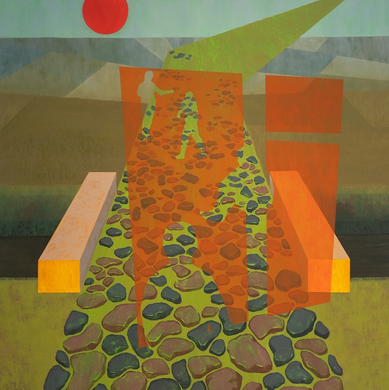Mostek, olej na pêótnie, 150 x 150 cm, 2021 (sprzedany, poza Wwa)